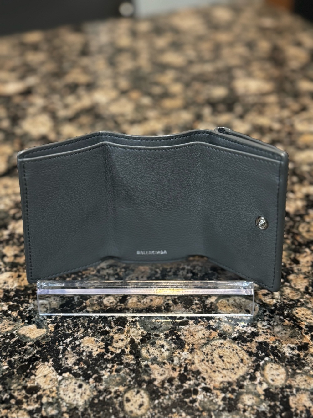 Balenciaga Dark Gray Papier Mini Leather Envelope Compact Wallet - Picture 5 of 8